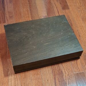 Wooden Box With Red Felt Interior 14.5"x11.25"x3"